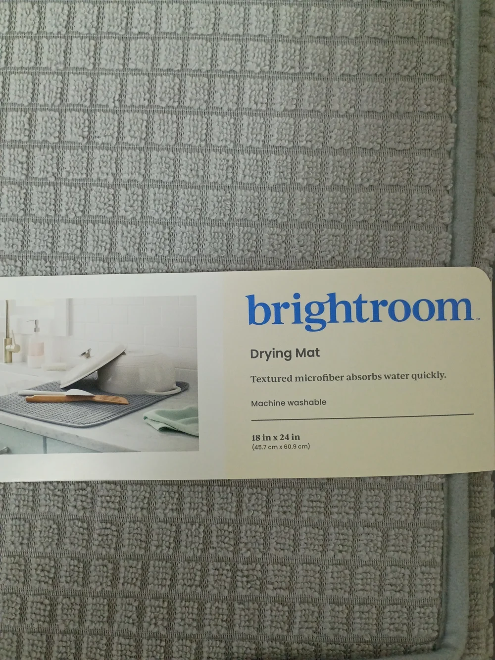 4 Count Brightroom Gray Microfiber Drying Mat — Absorbent Non-Slip Kitchen Mats